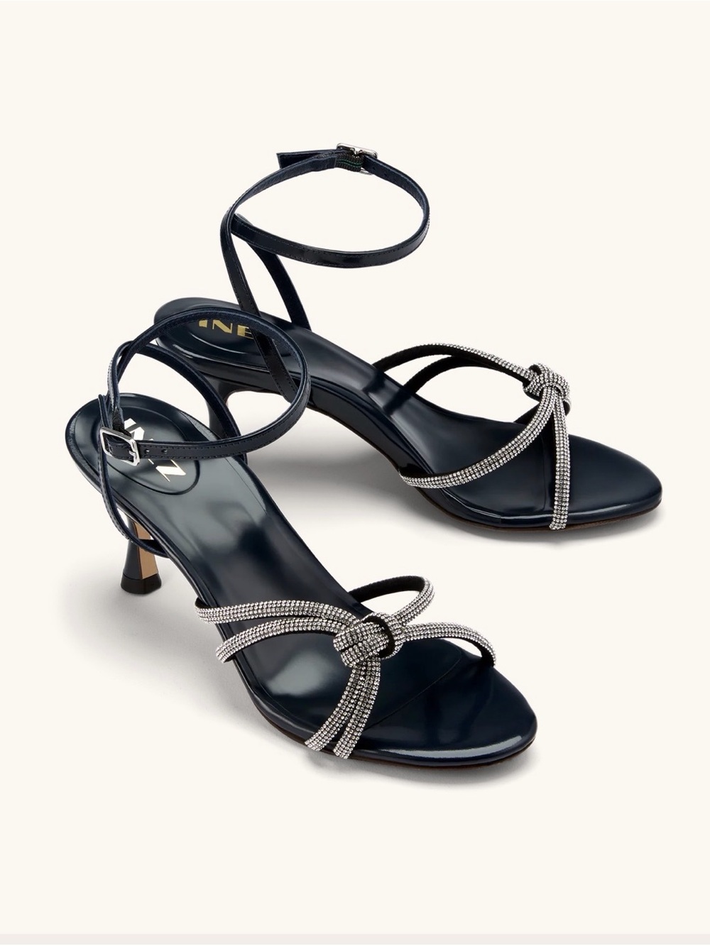 Inez Dani Heels in Midnight Abrasivato with Crystals size 7.5 M